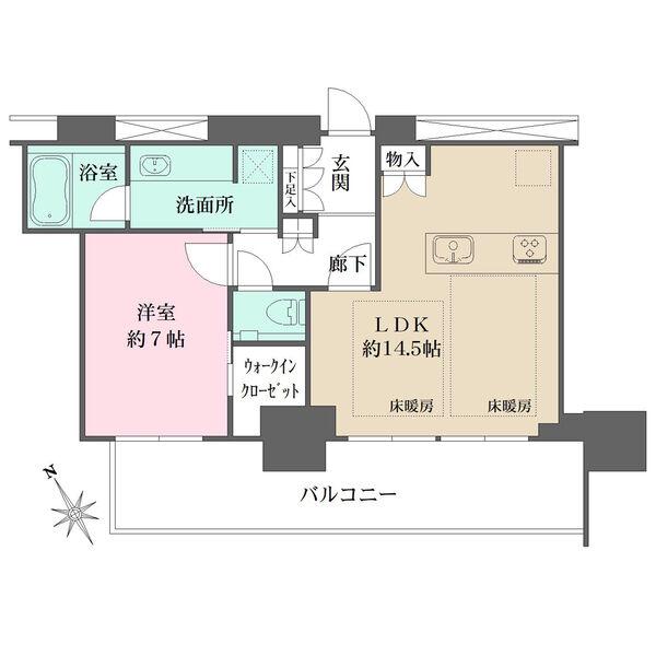 グランドメゾンTHE池下ガーデンタワー(1LDK/24階)の間取り写真