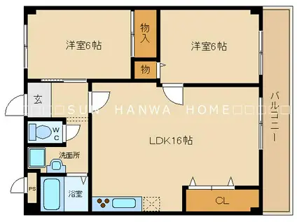 サンアベニュー(2LDK/6階)の間取り写真
