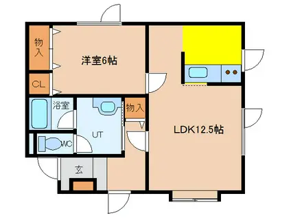 アイバリー西桔梗(1LDK/1階)の間取り写真