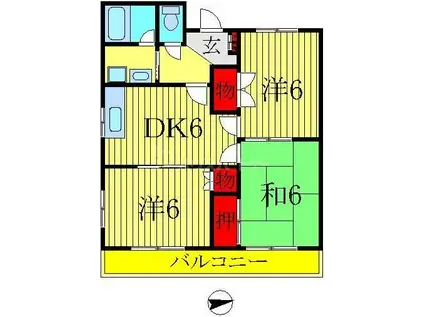 メゾンドルフラン(3DK/1階)の間取り写真