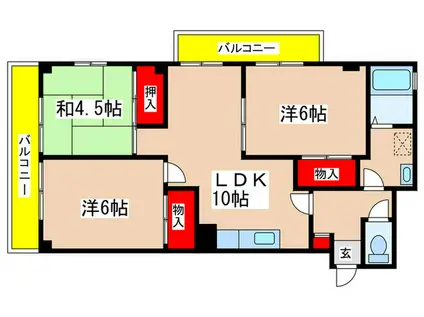 コーポ宇津木第3(3LDK/2階)の間取り写真