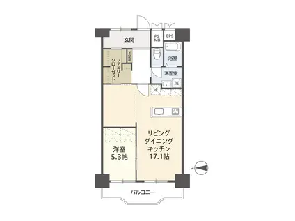 子育て世帯向け横浜若葉台3-2棟(1LDK/12階)の間取り写真