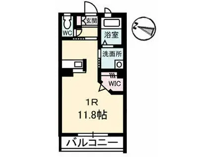 カーサK(ワンルーム/1階)の間取り写真