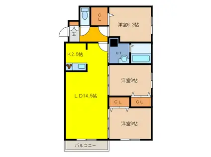 PACE住吉(3LDK/2階)の間取り写真