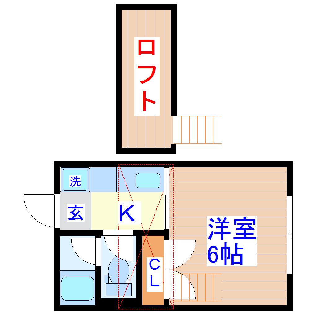 畳屋丁ハイツ(1K/1階)の間取り写真