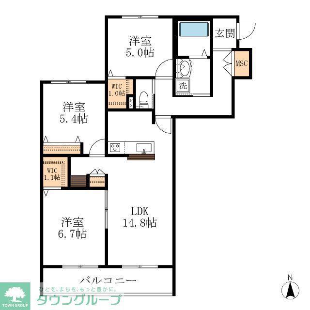 メゾン天白公園東 E棟(3LDK/4階)の間取り写真