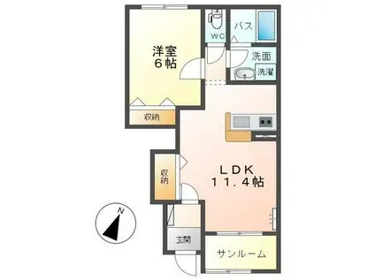 メゾン・ド・ルネ(1LDK/1階)の間取り写真