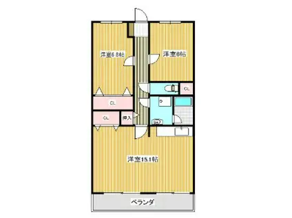 サンフラワー津福(2LDK/6階)の間取り写真