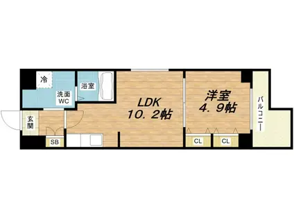 ニューシティアパートメンツ西天満(1LDK/8階)の間取り写真