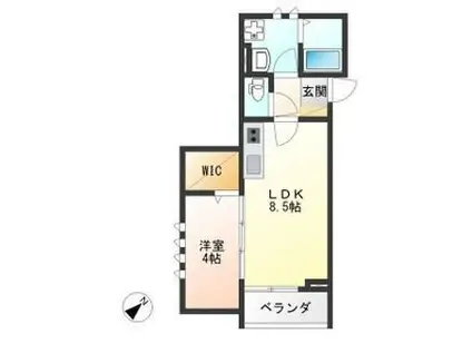 MARRIOTT(1LDK/1階)の間取り写真