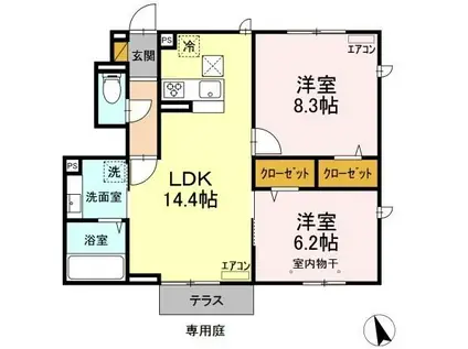 KIRSCHE(2LDK/1階)の間取り写真