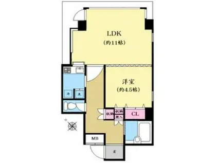 CREST PALACE MINAMIGYOTOKU(1LDK/1階)の間取り写真