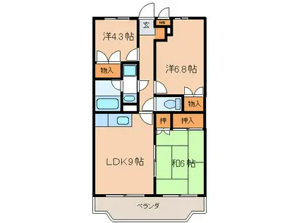 パストラル(3LDK/1階)の間取り写真
