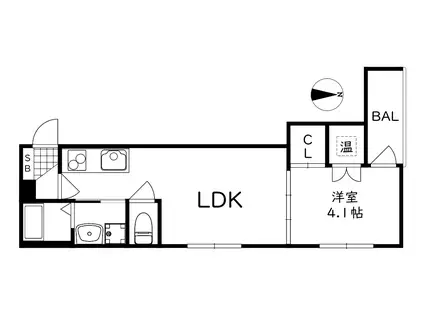 トレコート兵庫2(1LDK/3階)の間取り写真
