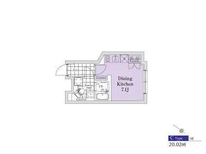 SOU明大前(ワンルーム/4階)の間取り写真