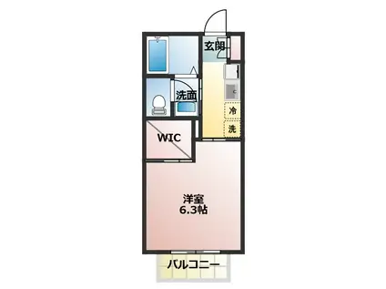 シャモニーA(1K/1階)の間取り写真