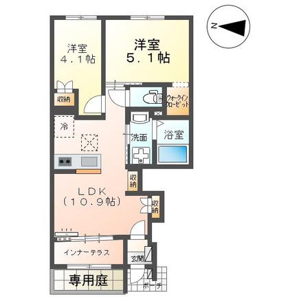 レサンス八街(2LDK/1階)の間取り写真