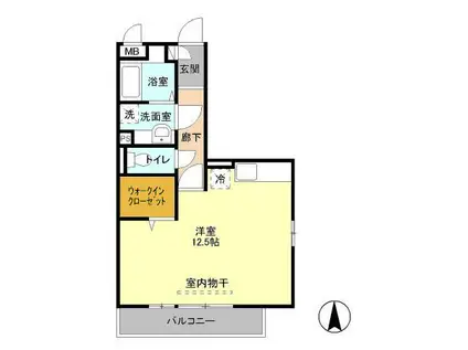 クレール(ワンルーム/2階)の間取り写真