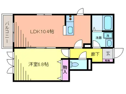 ベルデント柏(1LDK/2階)の間取り写真