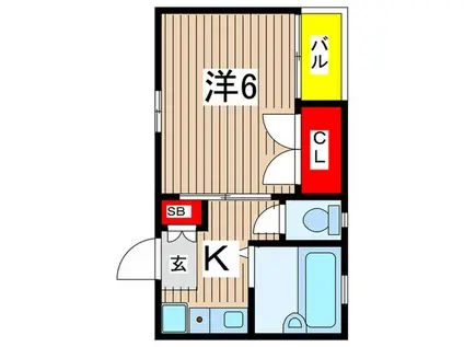 エスポアールヤジマ(1K/2階)の間取り写真