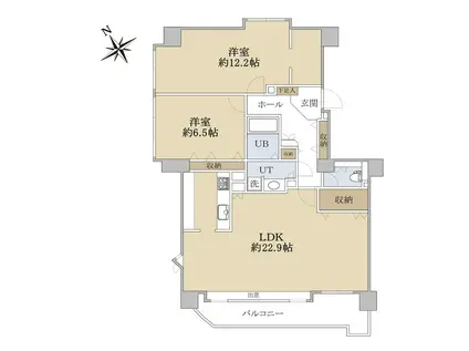 シアス羊ヶ丘通(2LDK/10階)の間取り写真