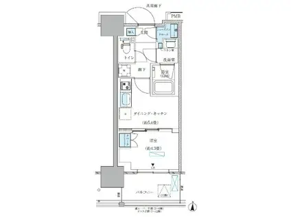 パークアクシス西大島コンフォートスクエア(1DK/11階)の間取り写真
