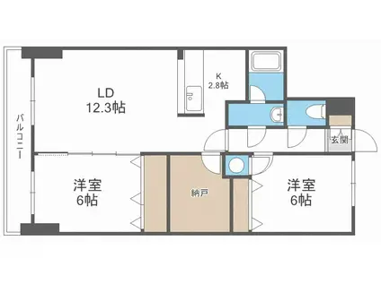 アトランティス新札幌(2LDK/10階)の間取り写真