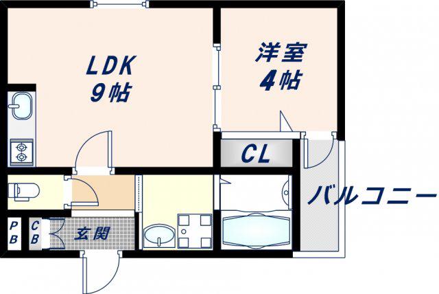 H-MAISON平野IV(1LDK/2階)の間取り写真