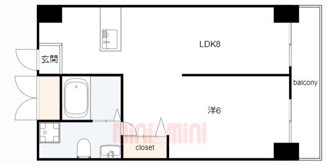 SENSE神戸西(1LDK/4階)の間取り写真