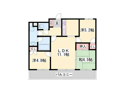 サンワプラザ大手前通(3LDK/3階)の間取り写真