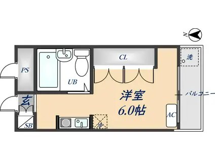 メゾン若江(ワンルーム/4階)の間取り写真