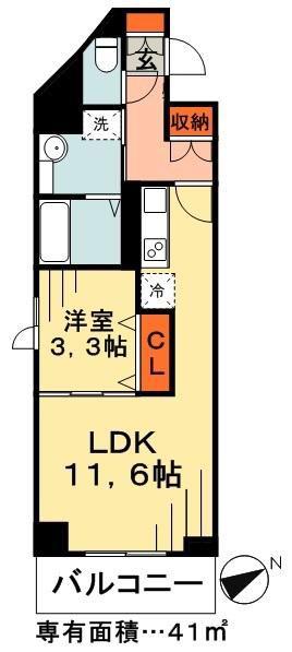 AKレジデンス本八幡(1LDK/3階)の間取り写真
