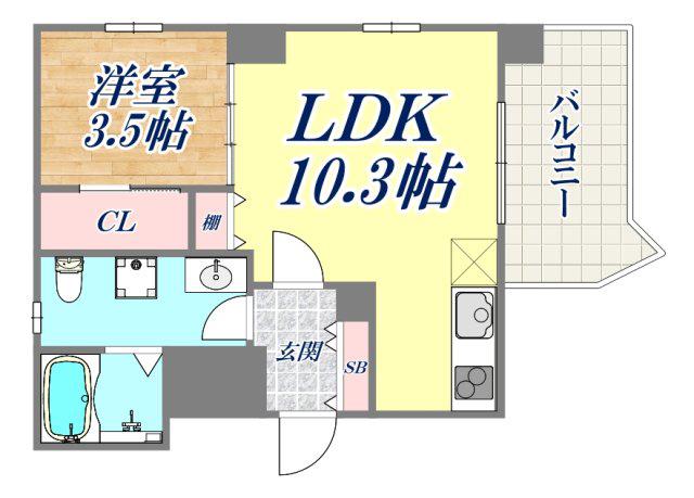 エル・トスト神戸(1LDK/9階)の間取り写真
