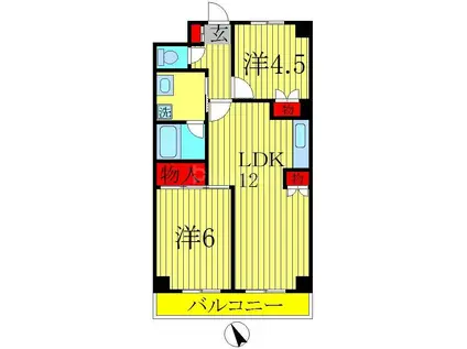 ニューオーク(2LDK/1階)の間取り写真