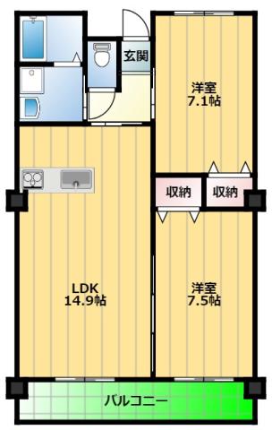 アグレアーブル(2LDK/2階)の間取り写真