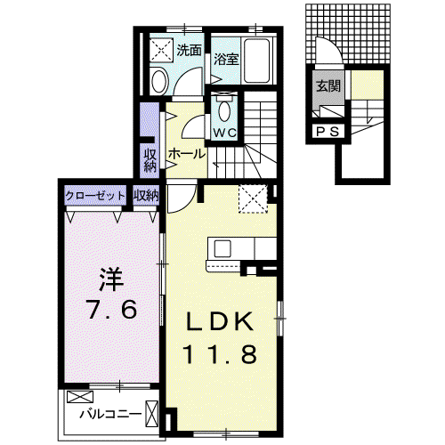 プエルタIII(1LDK/2階)の間取り写真