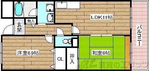 ラルク・アン・シェル(2LDK/3階)の間取り写真