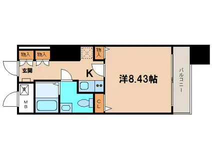 メゾンドヴィレ大阪城公園前(1K/3階)の間取り写真