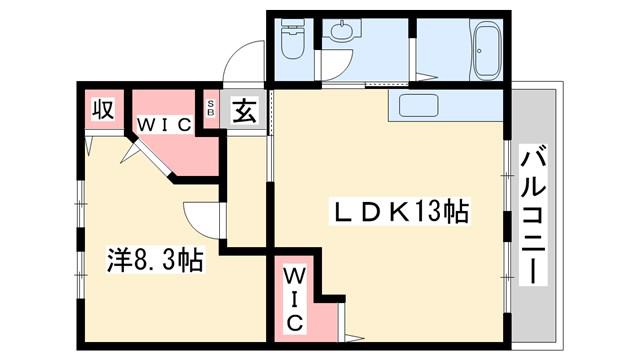ハイツサンライフD棟(1LDK/2階)の間取り写真