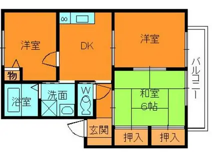パイン法隆寺(3DK/1階)の間取り写真