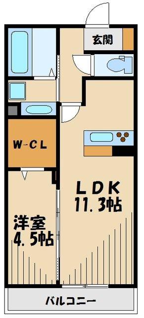 ラルゴ・エスポワール II(1LDK/2階)の間取り写真