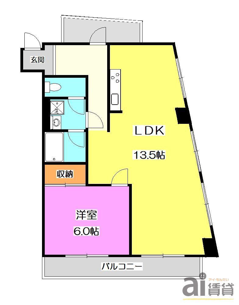 SAYAMA FLAT(1LDK/5階)の間取り写真