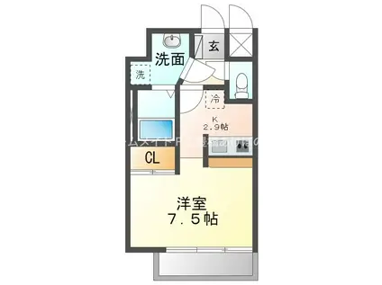 クレシタ大国(ワンルーム/3階)の間取り写真