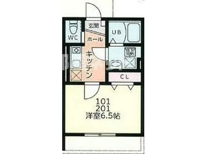 ゴールドスター矢向(1K/1階)の間取り写真