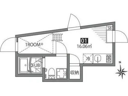 グランエッグス中野富士見町(ワンルーム/1階)の間取り写真