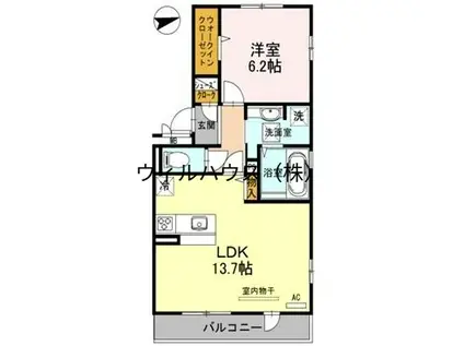 カーサ高善 A棟(1LDK/2階)の間取り写真