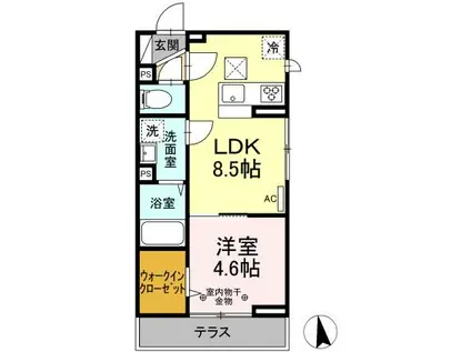 セレスティア中央(1LDK/1階)の間取り写真