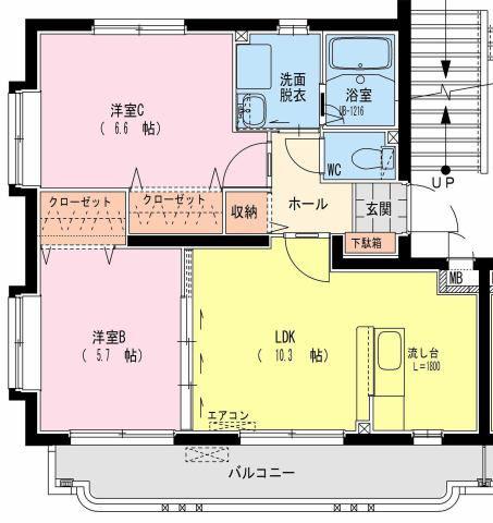 グローリー野田II(2LDK/3階)の間取り写真