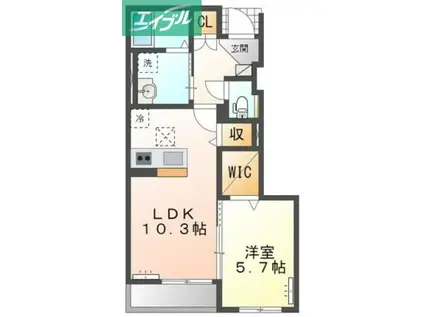 コーポレーヴ高松II(1LDK/1階)の間取り写真