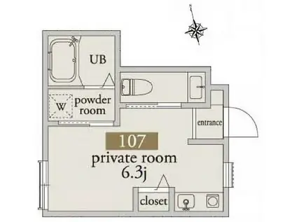 アーベインテラス東が丘(ワンルーム/1階)の間取り写真